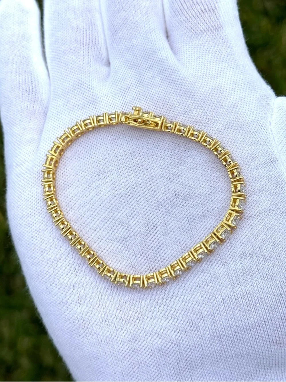 18K Gold Plated, 14.4CTW Moissanite Tennis Bracelet